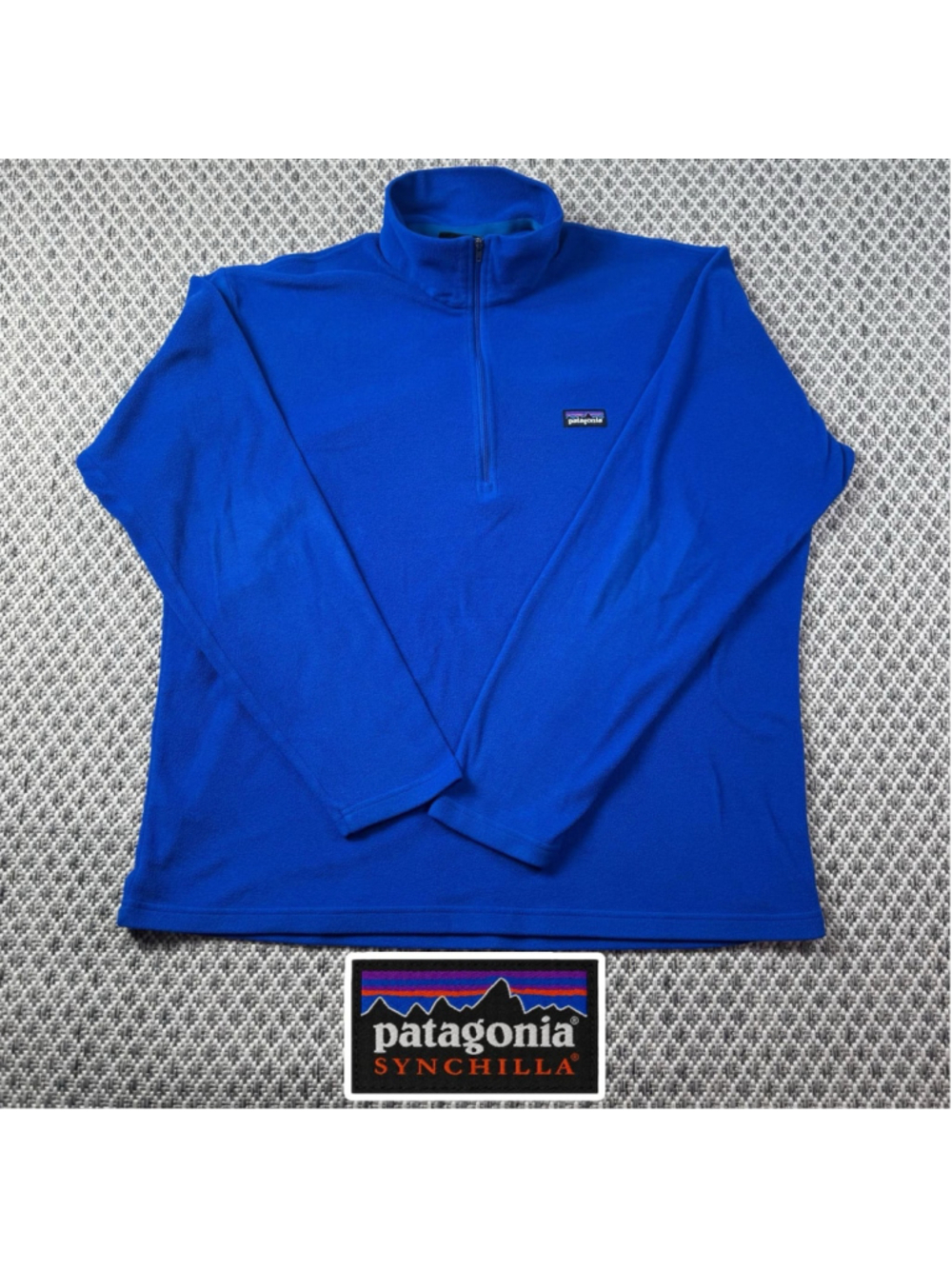 Patagonia Synchilla Mens L Blue 1/4 Zip Fleece Pullover Jacket Outdoor